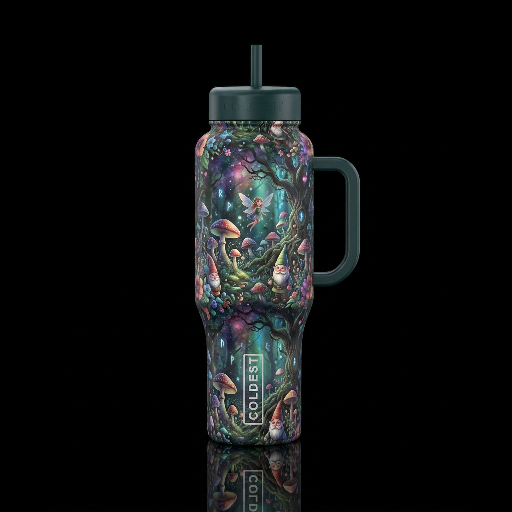 Fairy, forest, magical, fantasy but realistic, hol... water bottle design