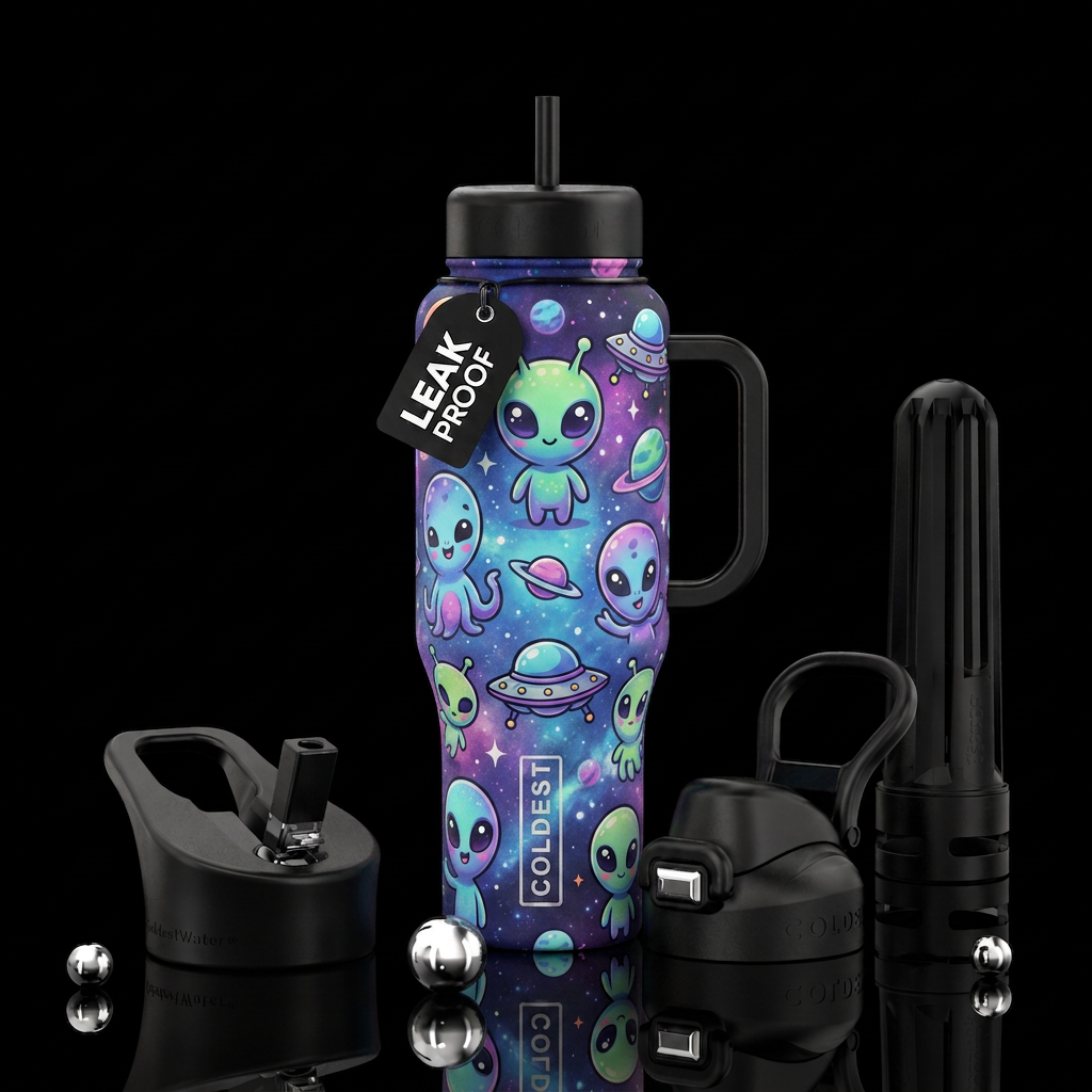 Alien, cute, out of this worl water bottle design
