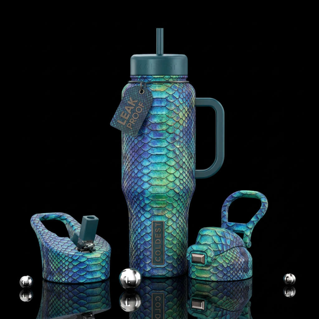 Realistic snake skin water bottle design