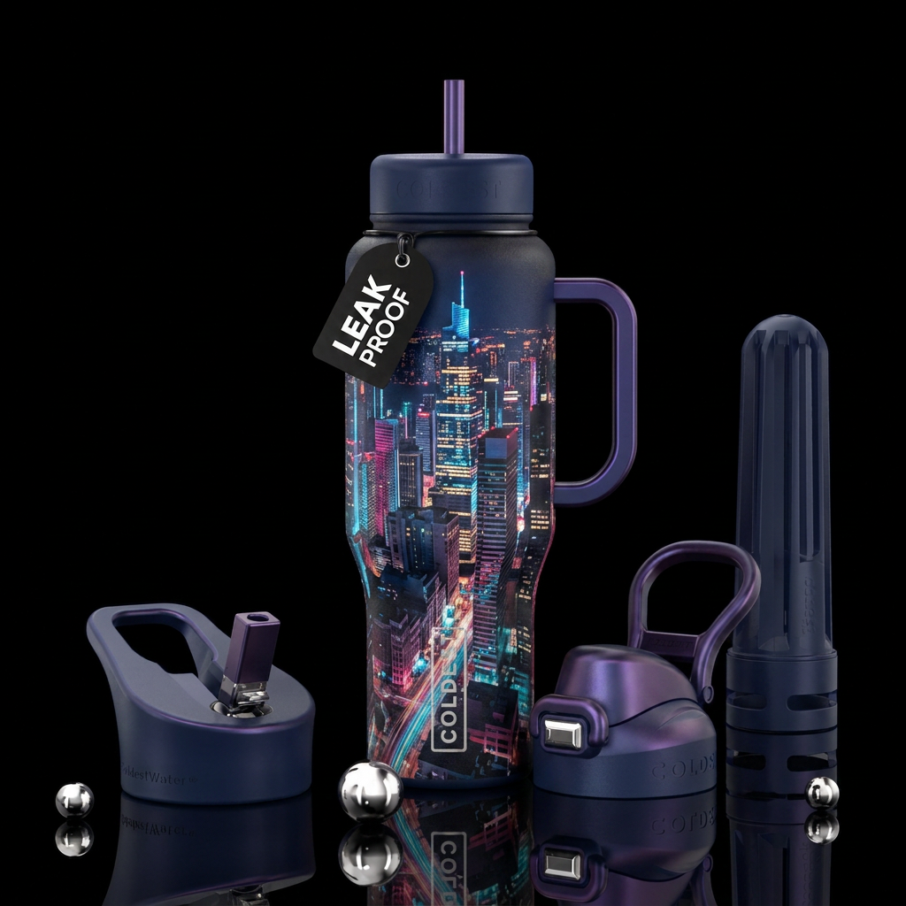 Cityscape water bottle design