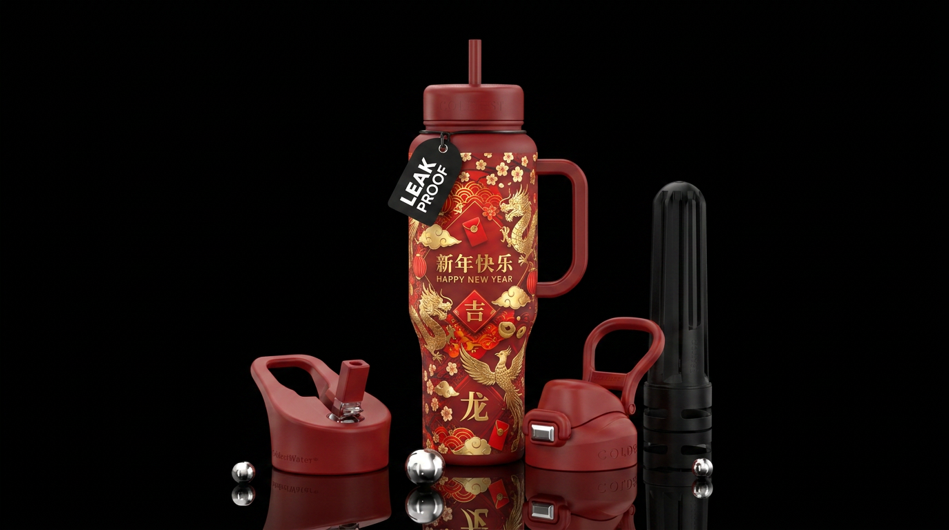 Chinese new year celebration water bottle design
