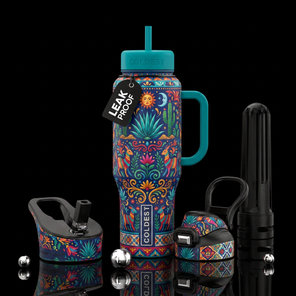 vibrant, Mexican inspired water bottle design