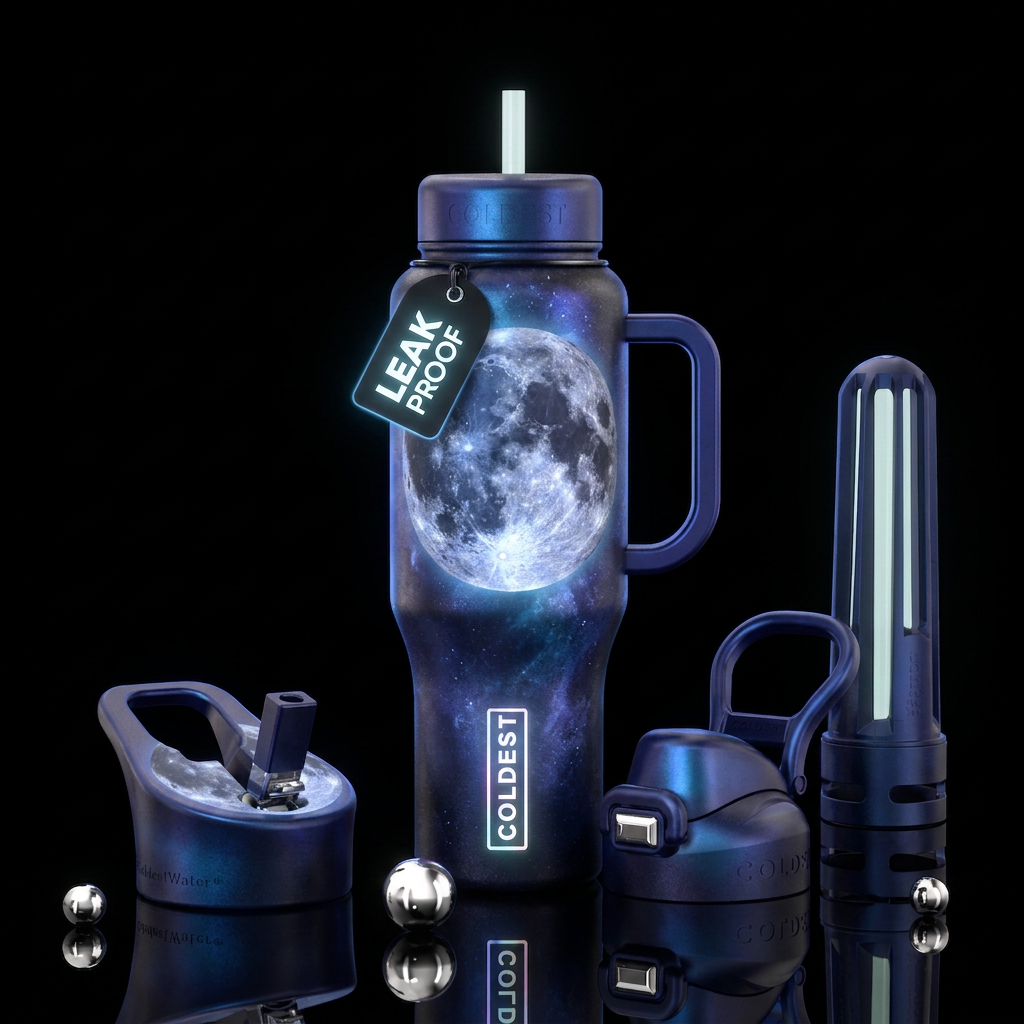 Moon glow water bottle design