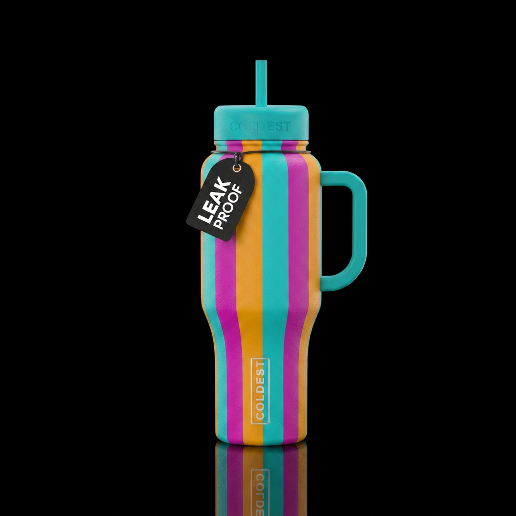 Complimentary colors striped water bottle design