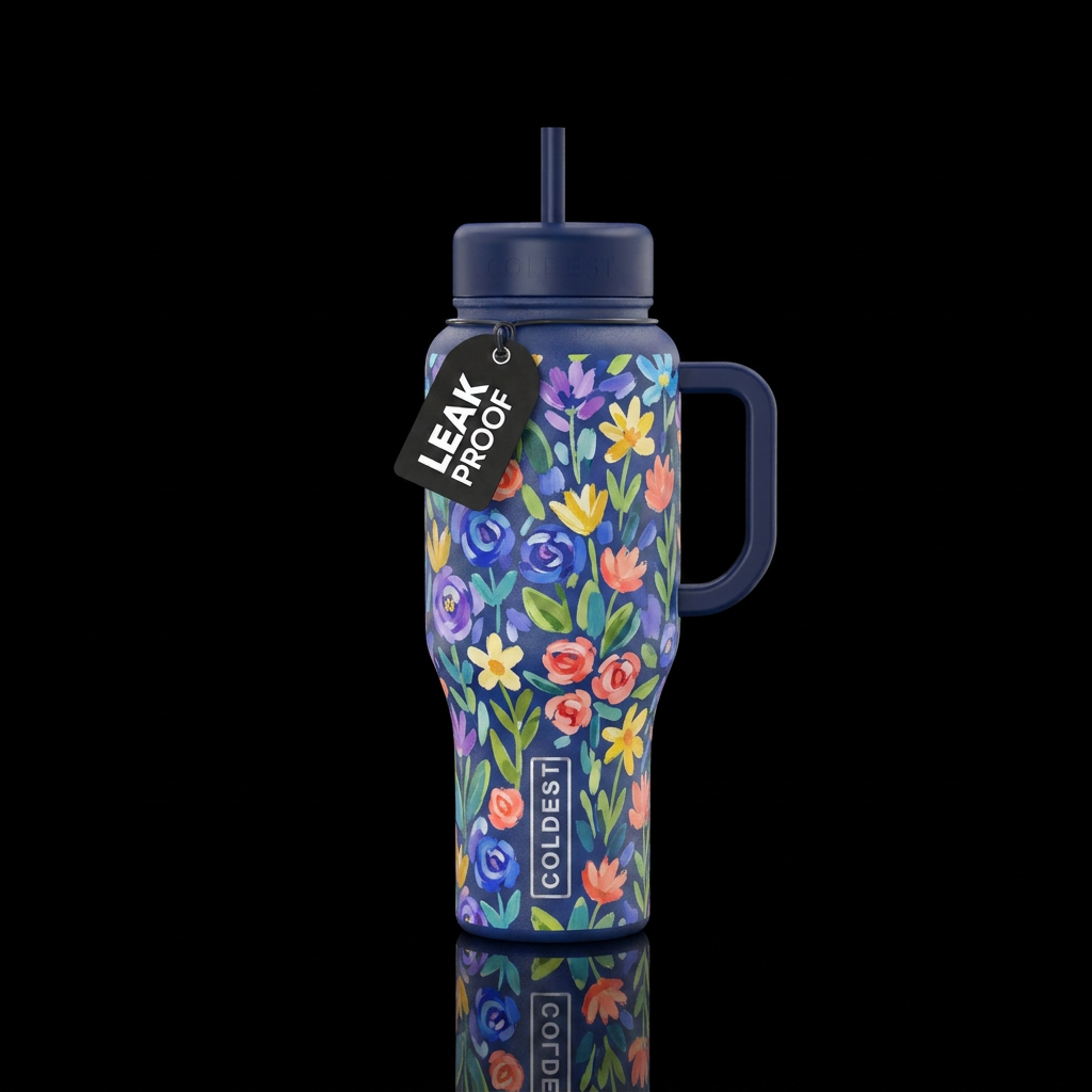Floral impressionist simple water bottle design