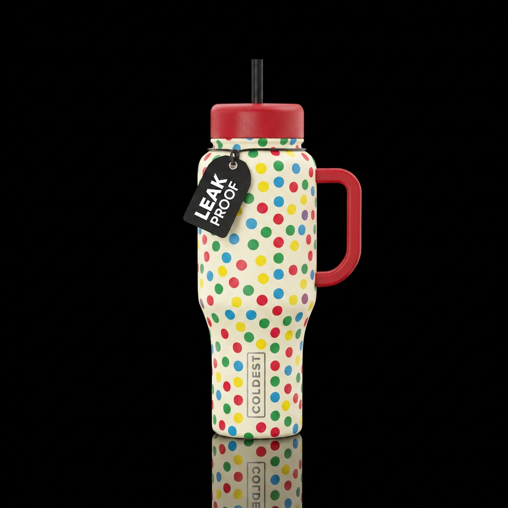 Polka dots like twister water bottle design