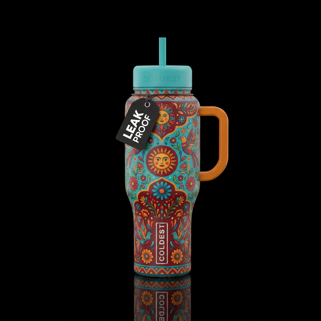 Colorful Mexican inspired designs water bottle design