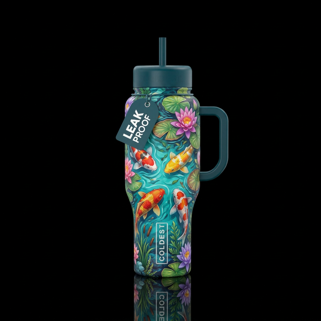 Koi paradise water bottle design