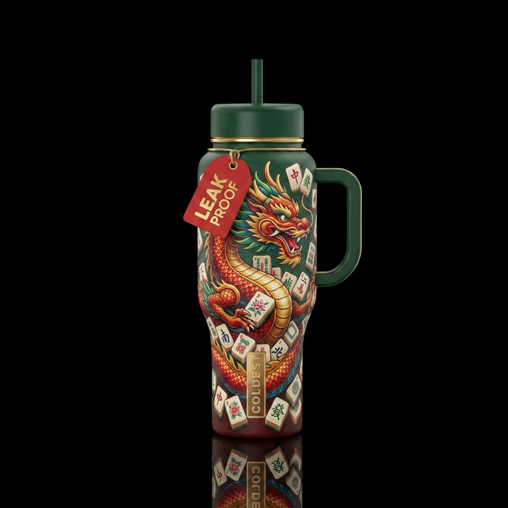 Mah Jong Dragon water bottle design