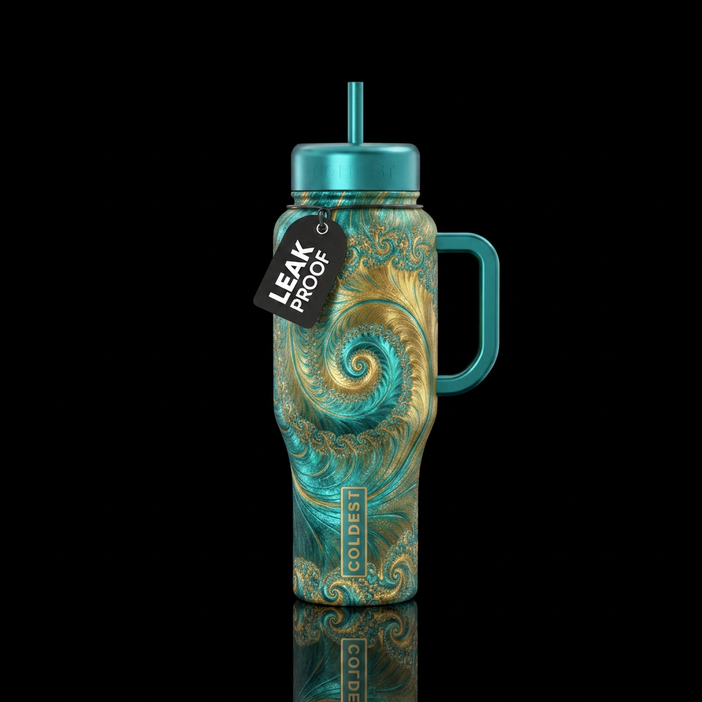 Spiral Mamdelbrot Fractal water bottle design