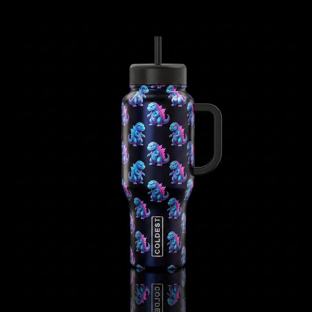 Glowie Baby Zilla water bottle design