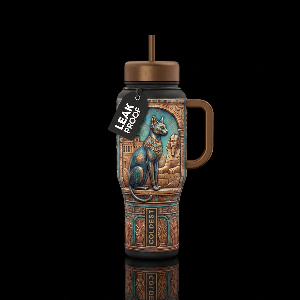 Egyptian Cat water bottle design
