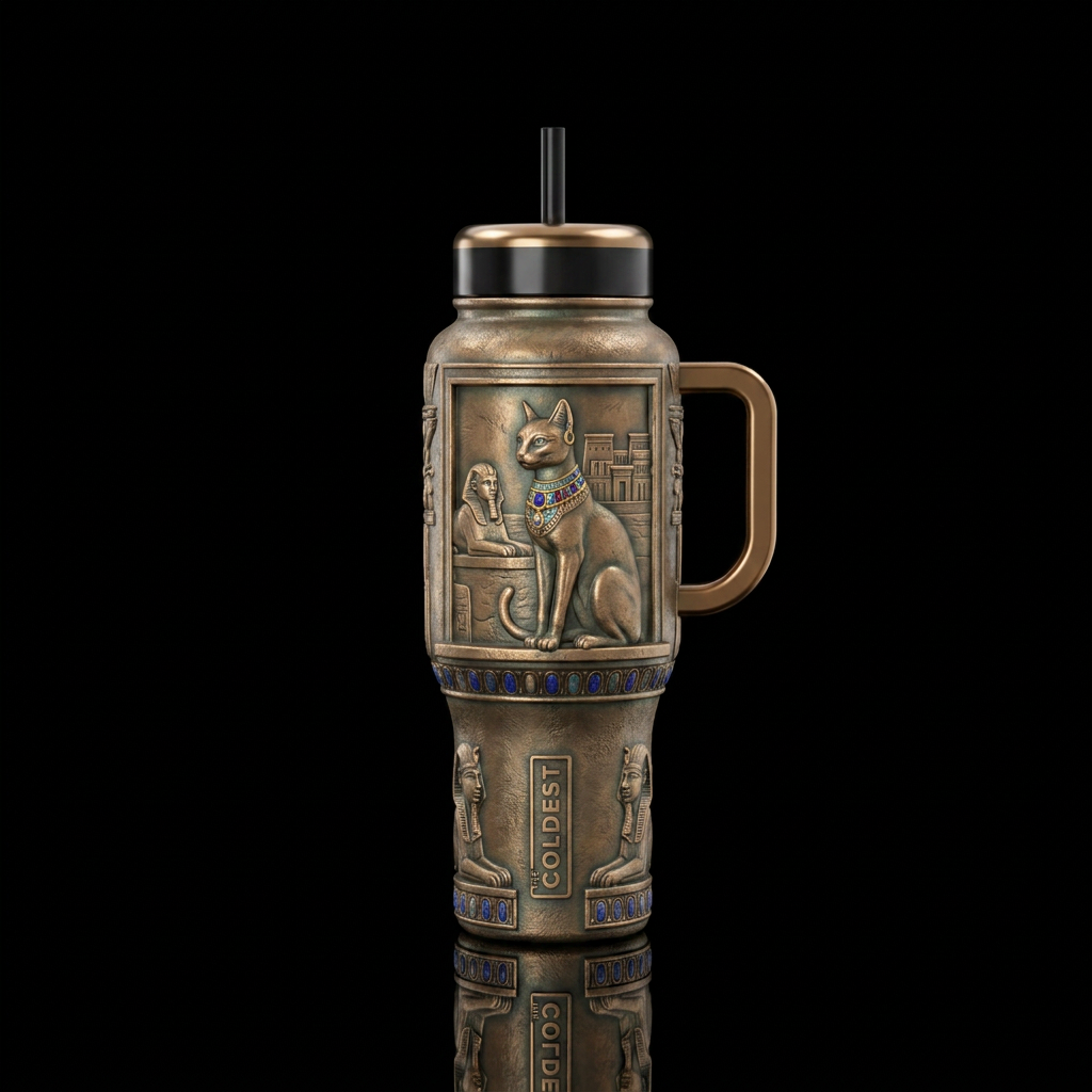 Egyptian Cat water bottle design