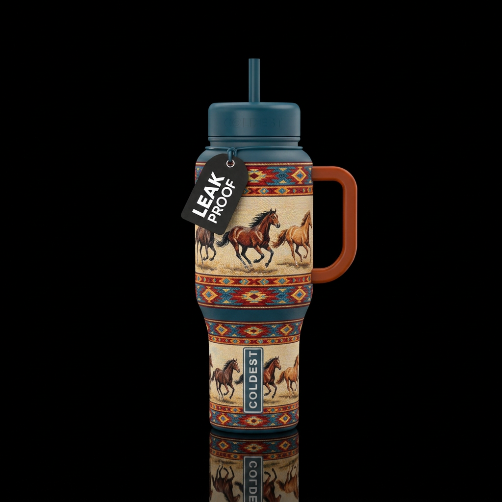 Tapestry Horses water bottle design