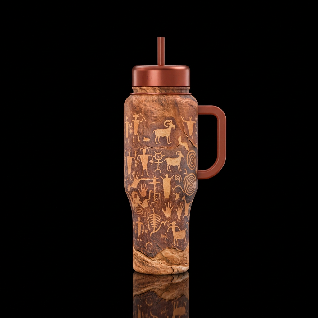 Petroglyphs water bottle design