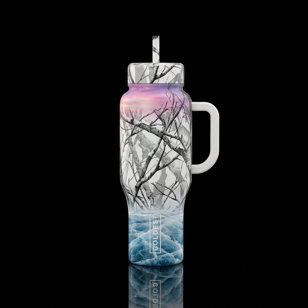 Winter Realistic Camoflauge so good that you'll lo... water bottle design