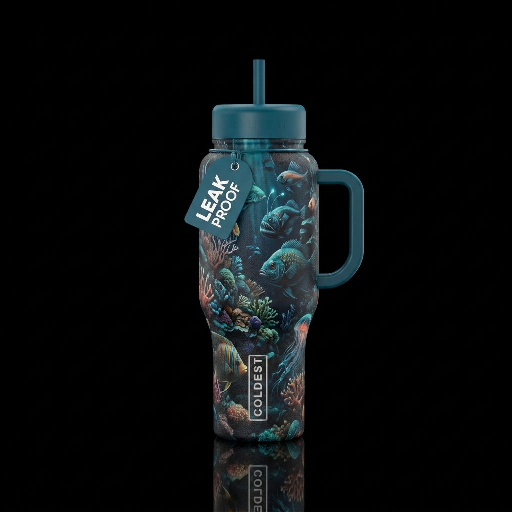 beautiul, ocean,, deep ocean, nature-inspired, org... water bottle design