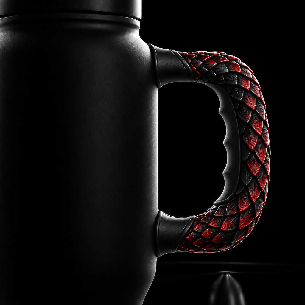 Dragon Scales black and red water bottle design