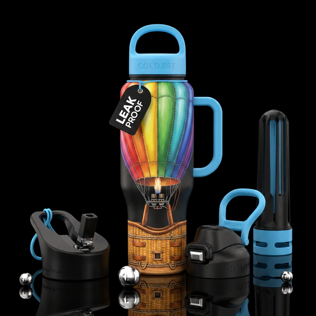 "Up, Up & Away" | Rainbow Hot Air Balloon Create a... water bottle design
