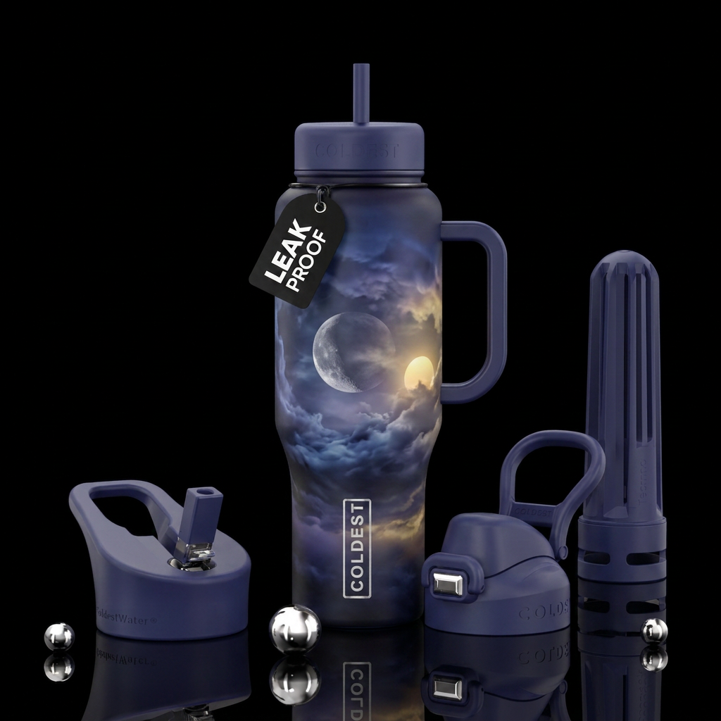 Stormy skies at dusk.  Some light some darkness.  ... water bottle design
