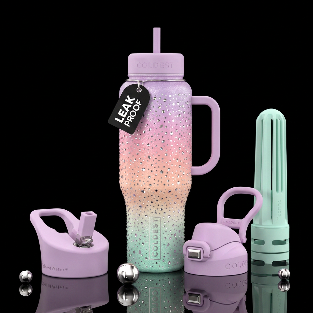 Diamonds shining  tiny dots small and big all shap... water bottle design