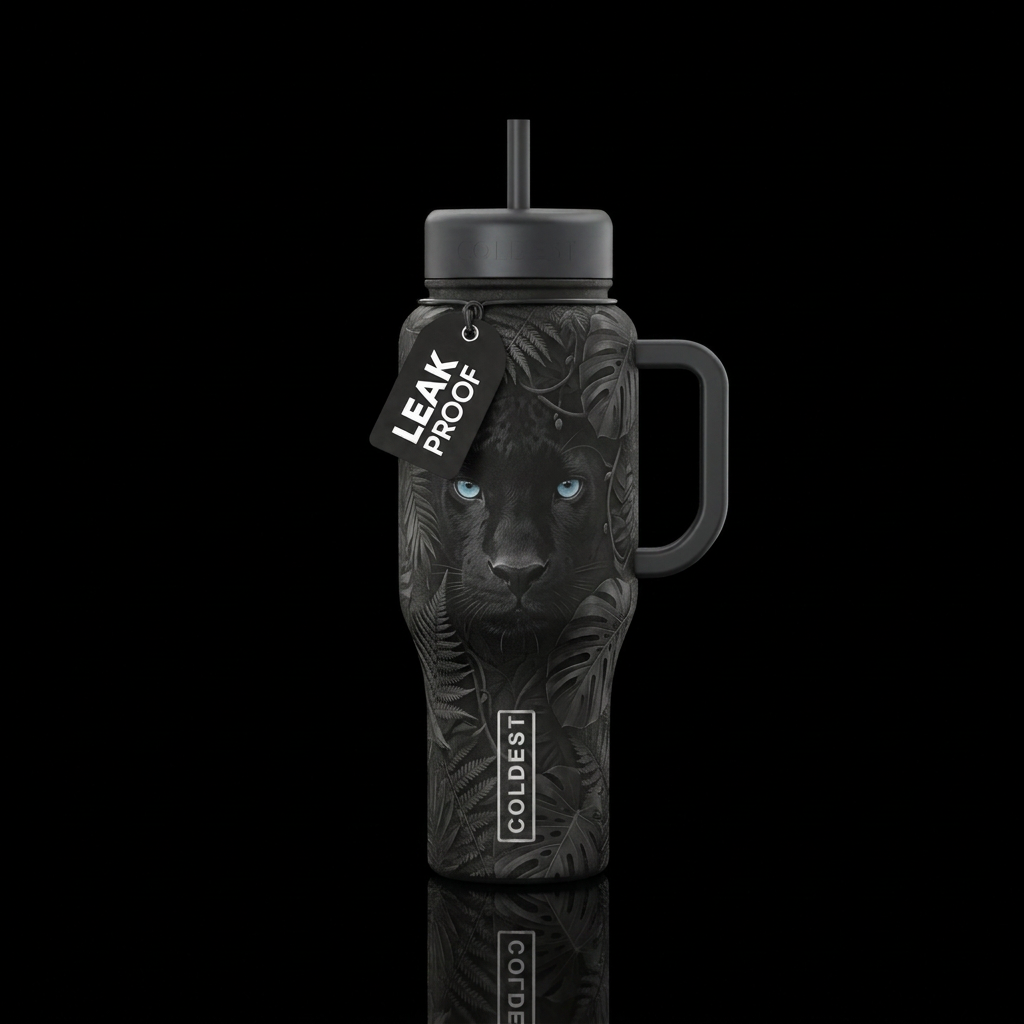 Leapard Midnight  Blu Dreams water bottle design