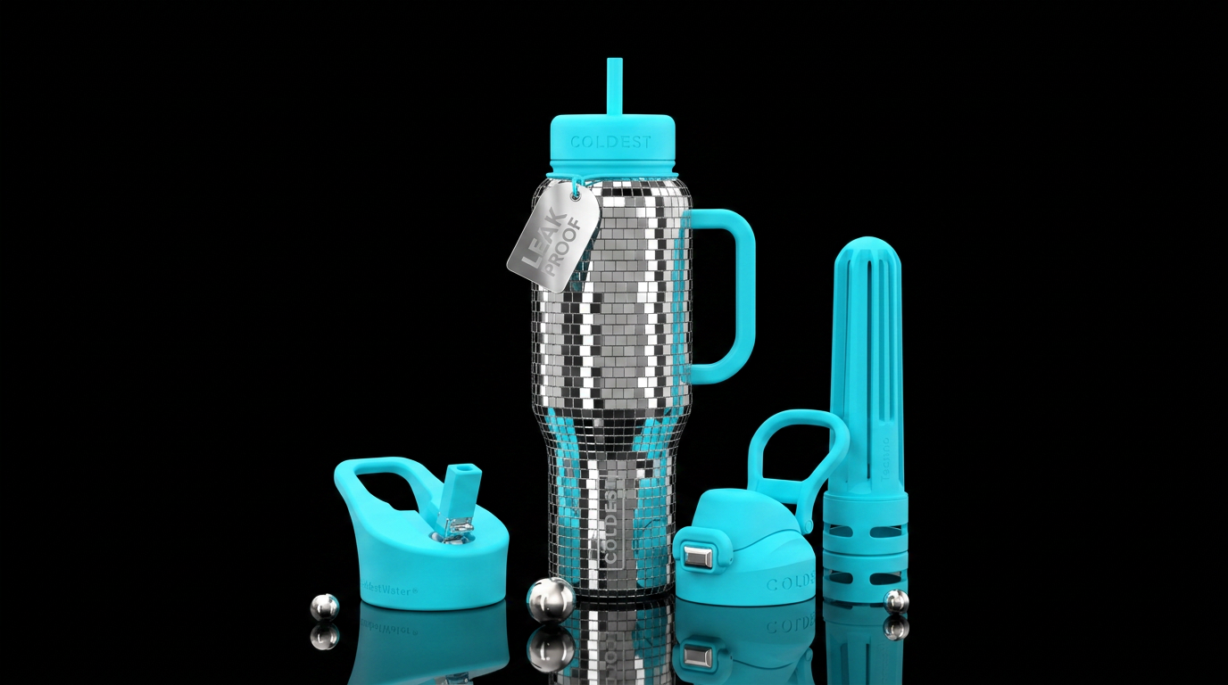 Disco ball water bottle design