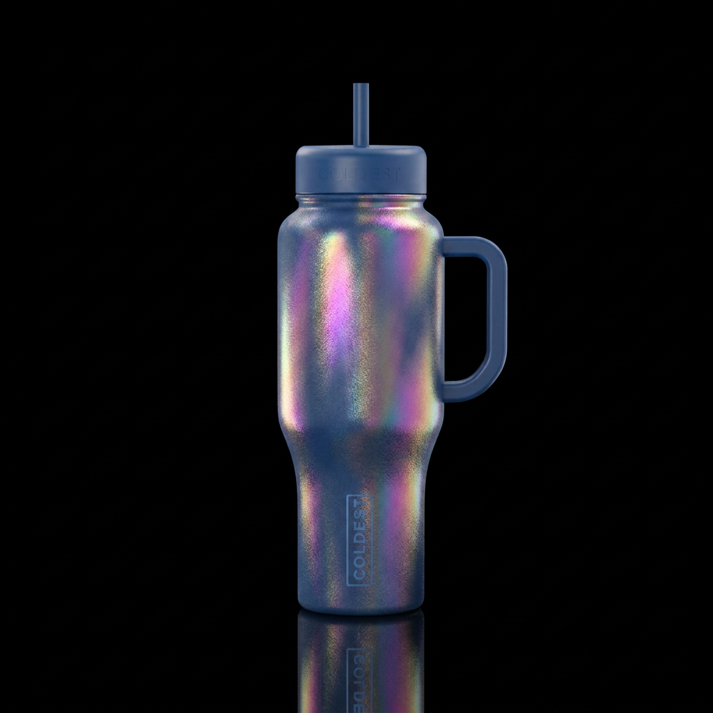 Rainbow topaz with artic dark Blue base color water bottle design
