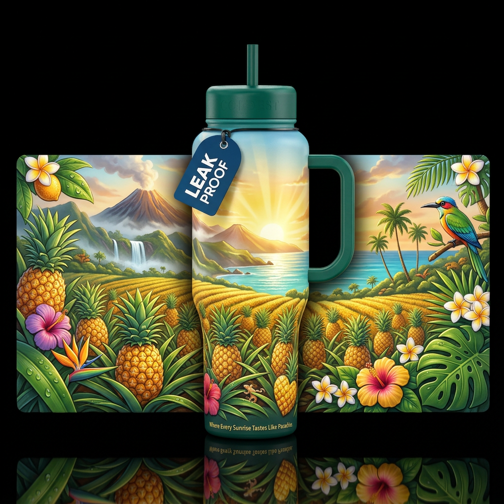 🍍🌺🌴 Design Name Golden Pineapple Paradise Other... water bottle design