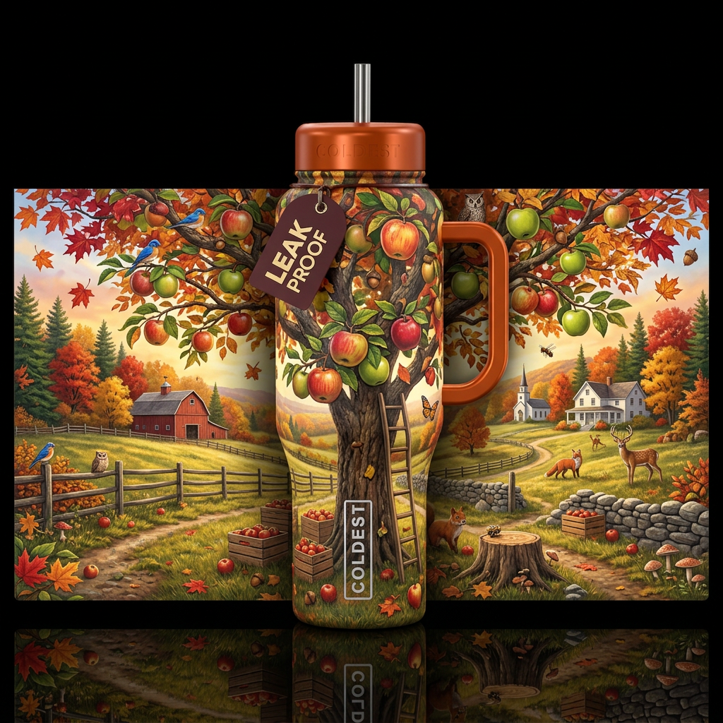 🍎🍂🌳 Design Name Autumn Orchard Other premium na... water bottle design