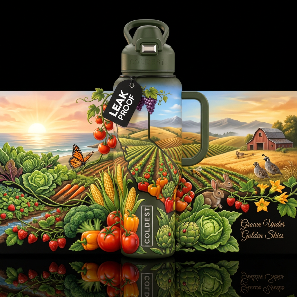 🥬🍓🌽 Design Name California’s Bountiful Harvest ... water bottle design