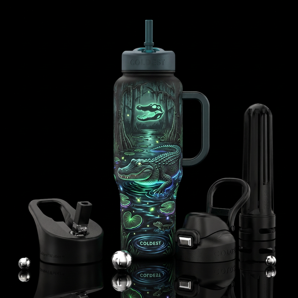 Glowie Gator Other possible names: Midnight Gator ... water bottle design