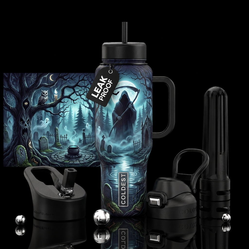 🌑🌲👁️ Design Name Haunted Black Forest Other pre... water bottle design
