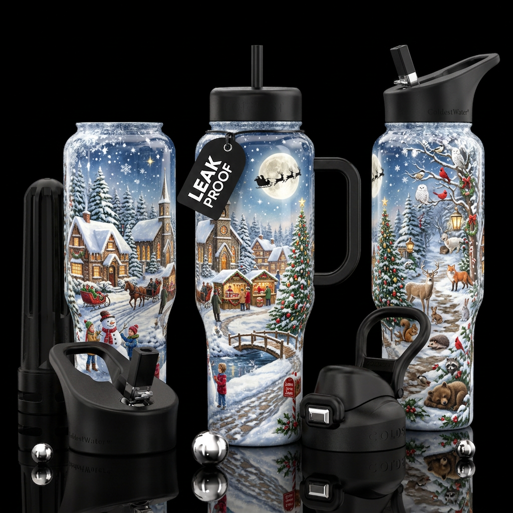 ❄️🎄✨ Design Name Christmas Snow Globe Other premi... water bottle design