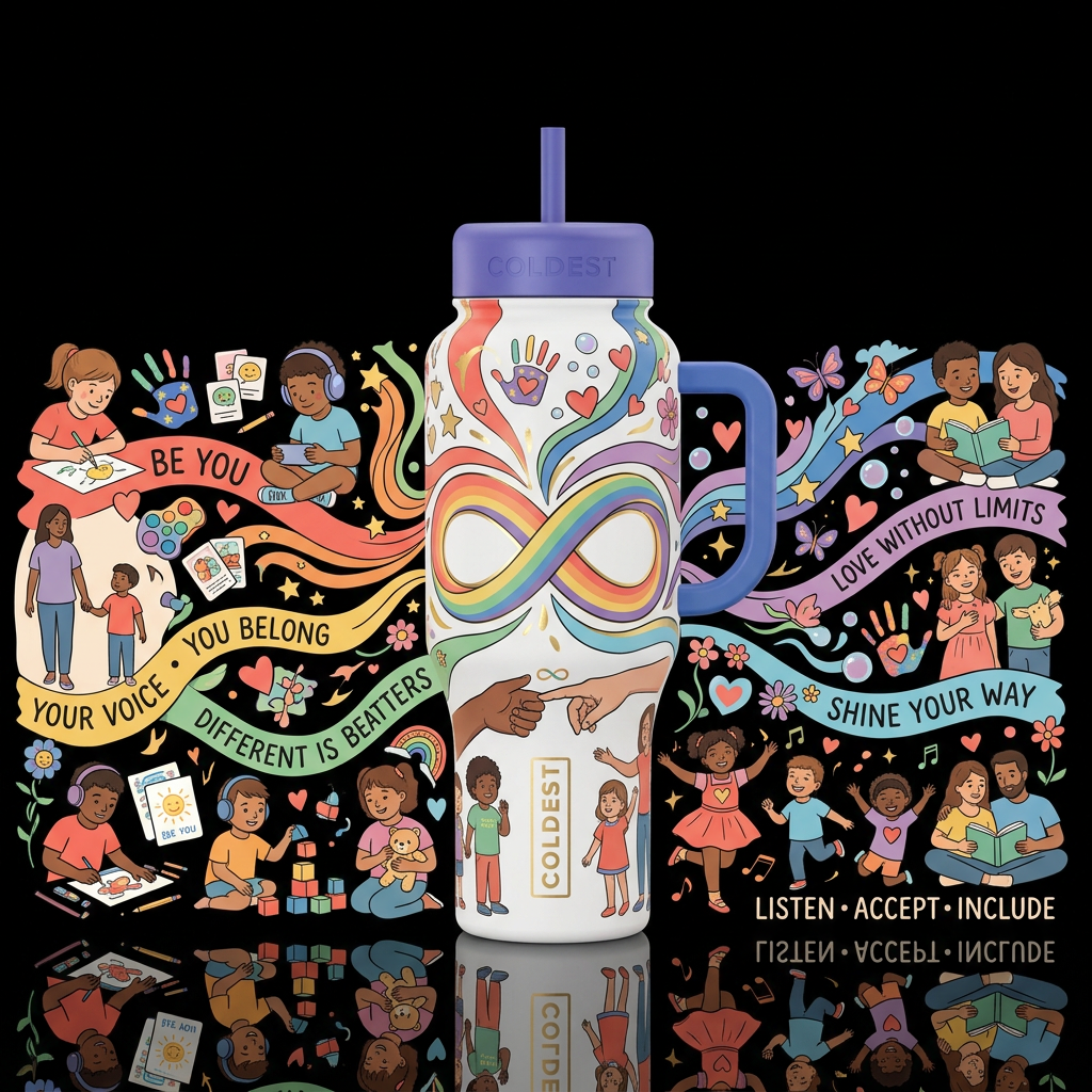 ♾️❤️ Autism: Different & Amazing Design name: Diff... water bottle design