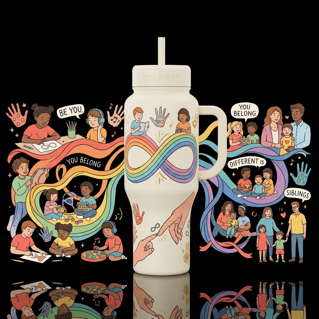 ♾️❤️ Autism: Different & Amazing Design name: Diff... water bottle design