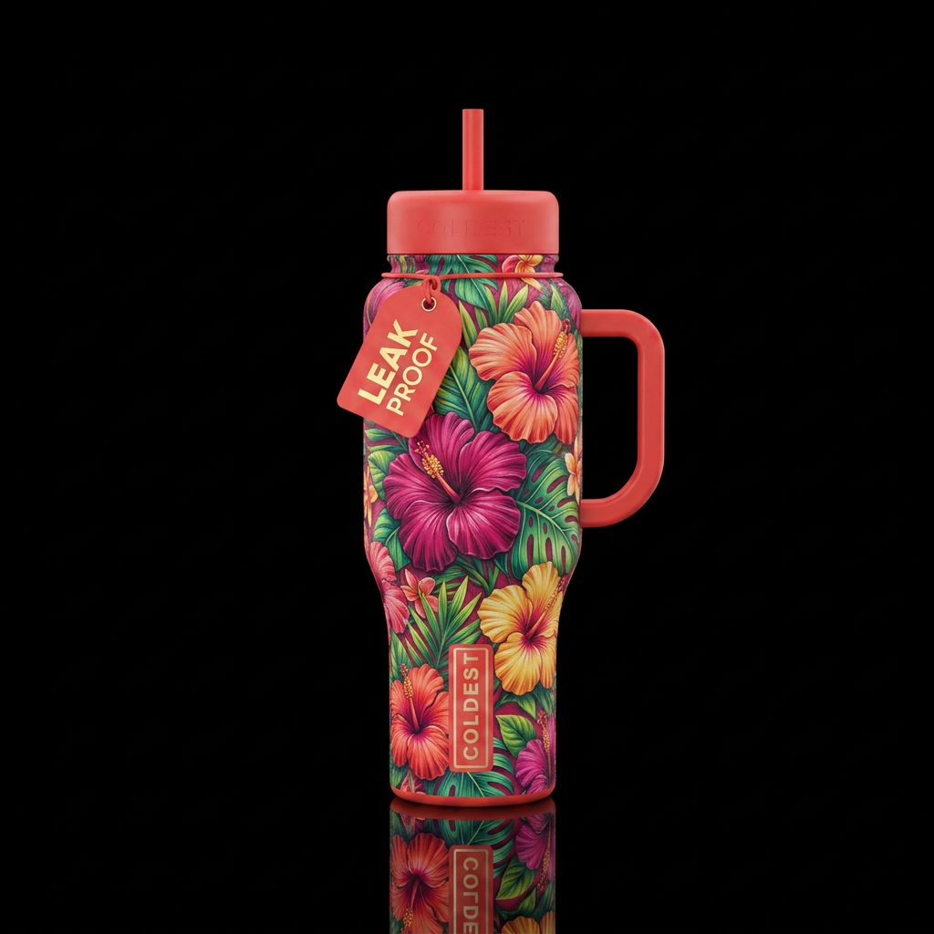 hibiscus flower magic water bottle design