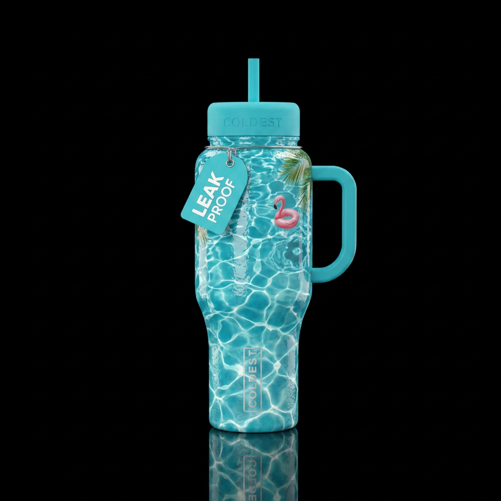 pool day water bottle design