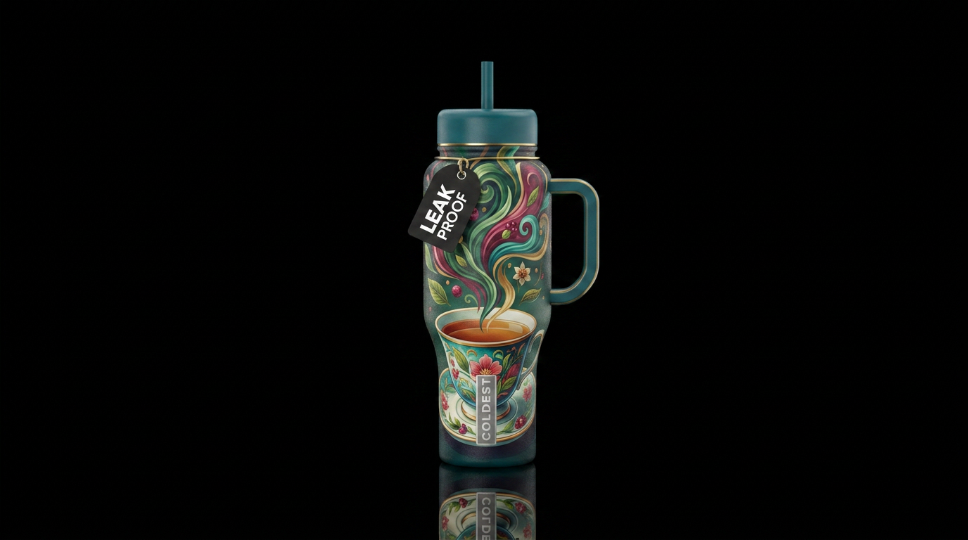 cup of tea water bottle design