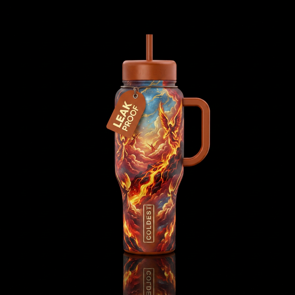 Heaven's on fire water bottle design