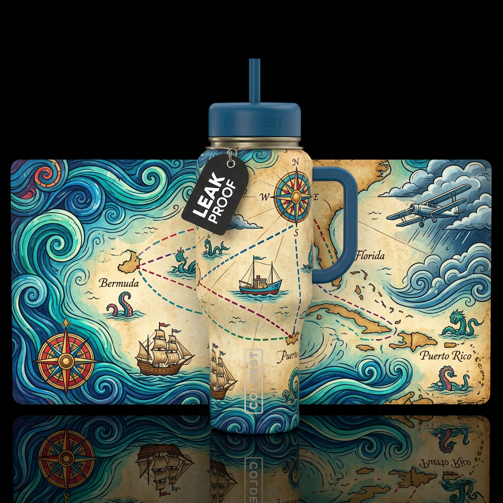 bermuda triangle water bottle design