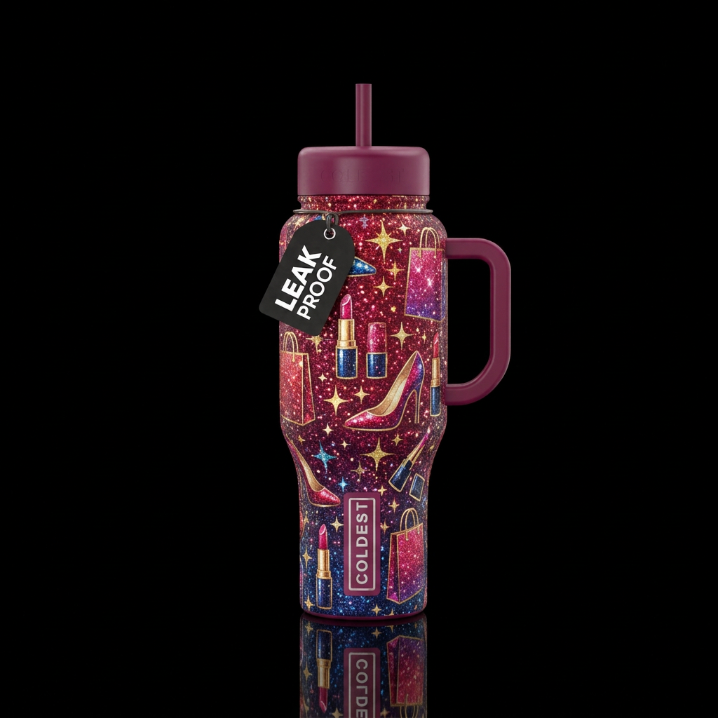 shopping lipstick high heels sparkle water bottle design