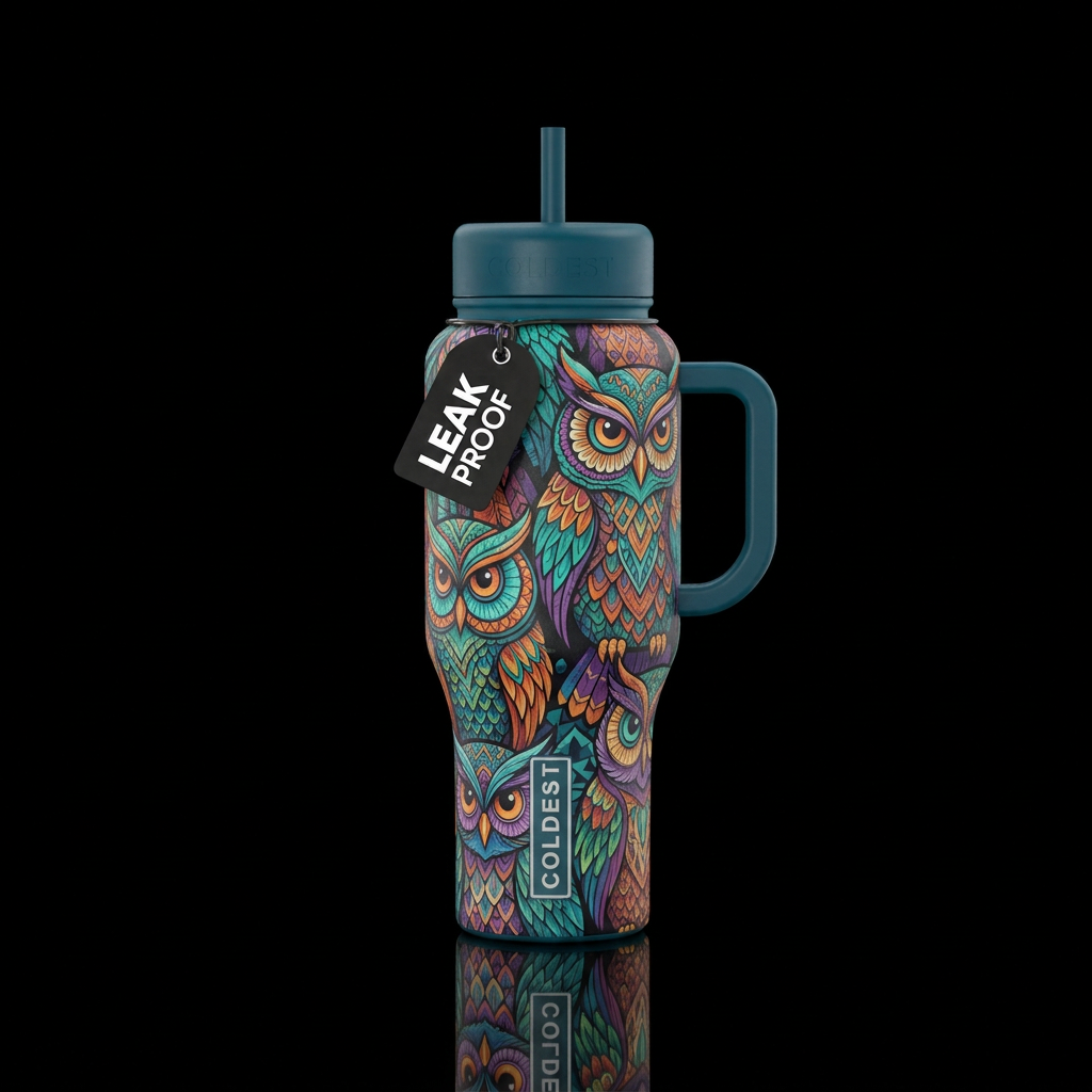 owls water bottle design