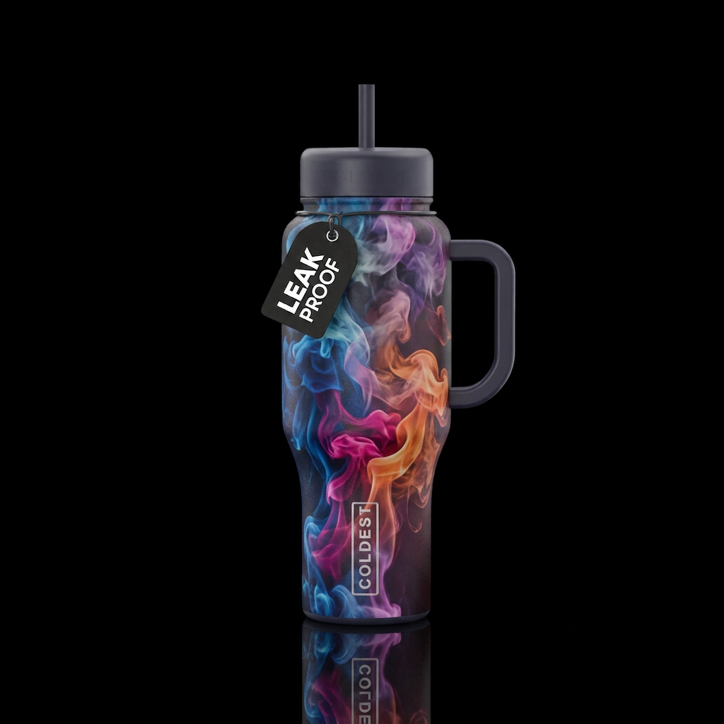 steamy smoke rising water bottle design