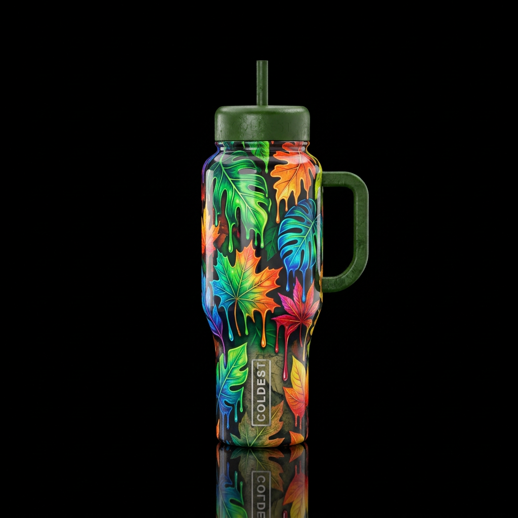 melting leaves water bottle design