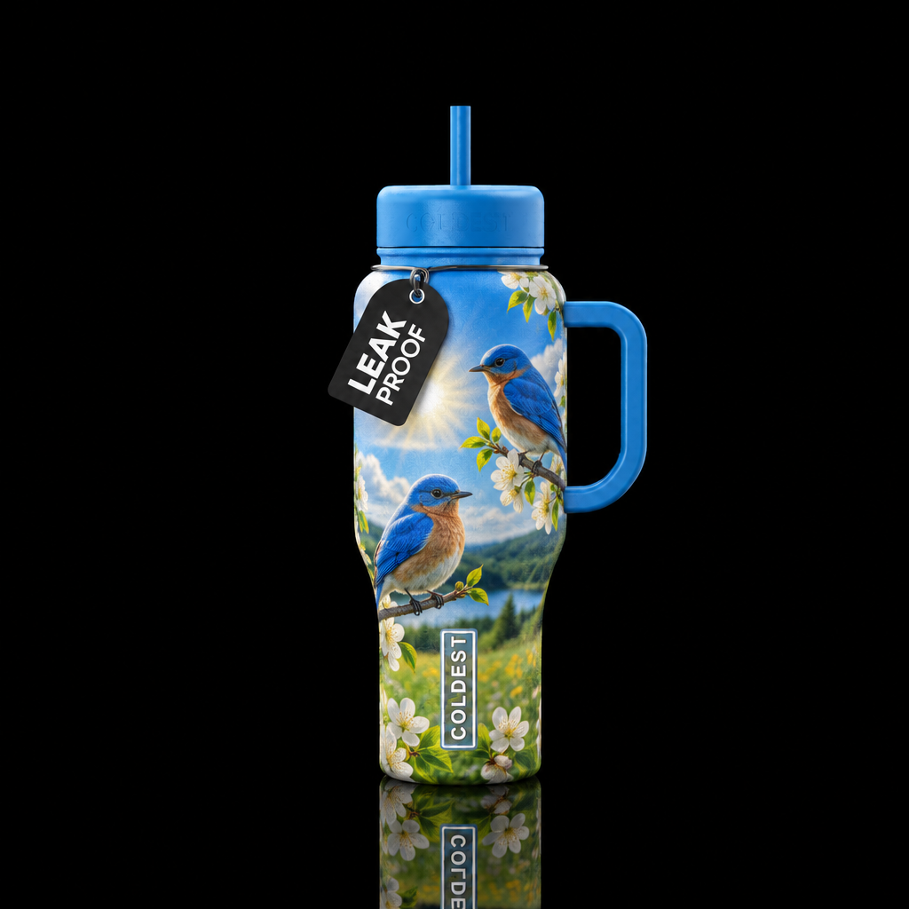 Bluebirds Of Happiness water bottle design