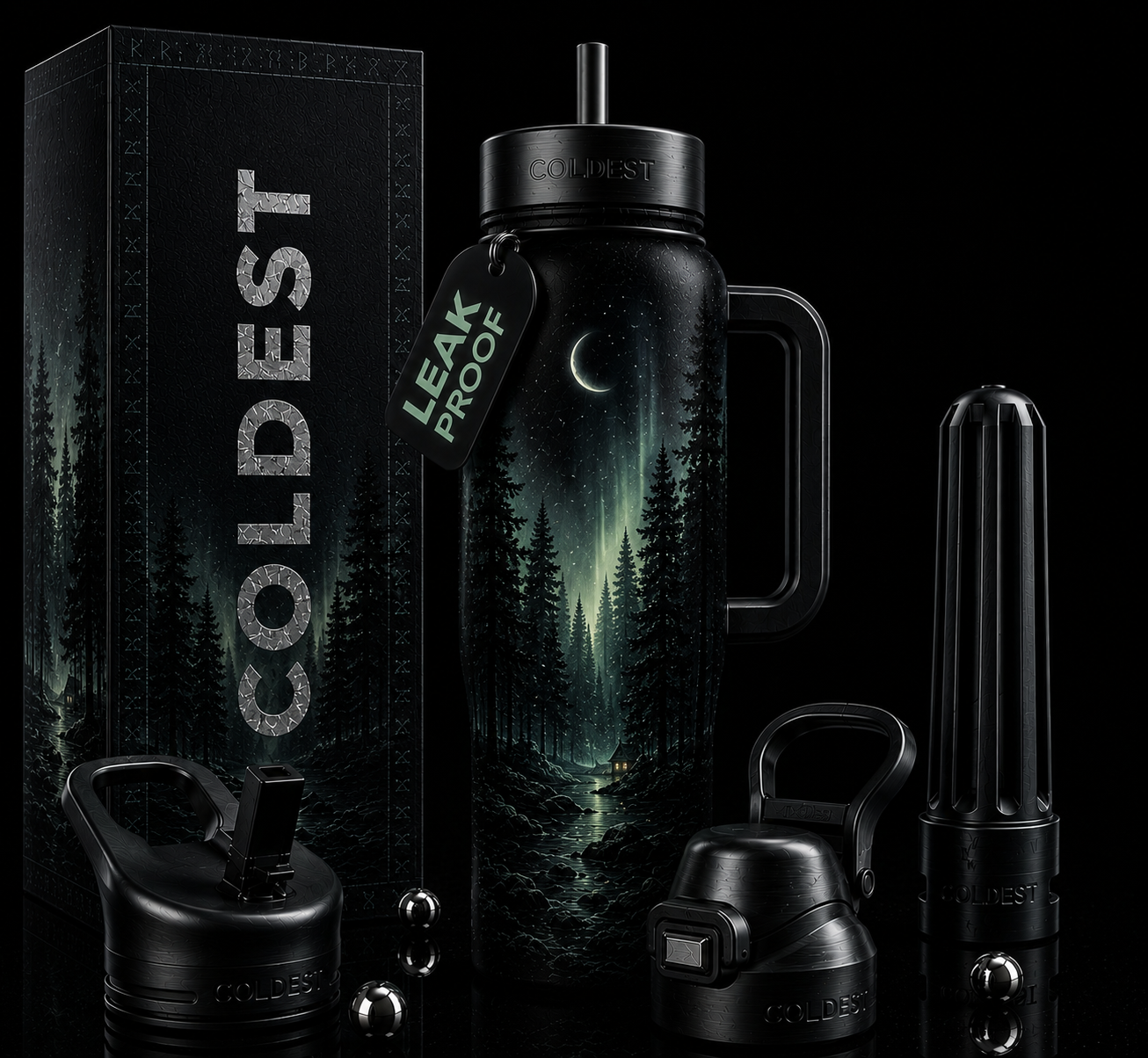 Midnight Forest water bottle design