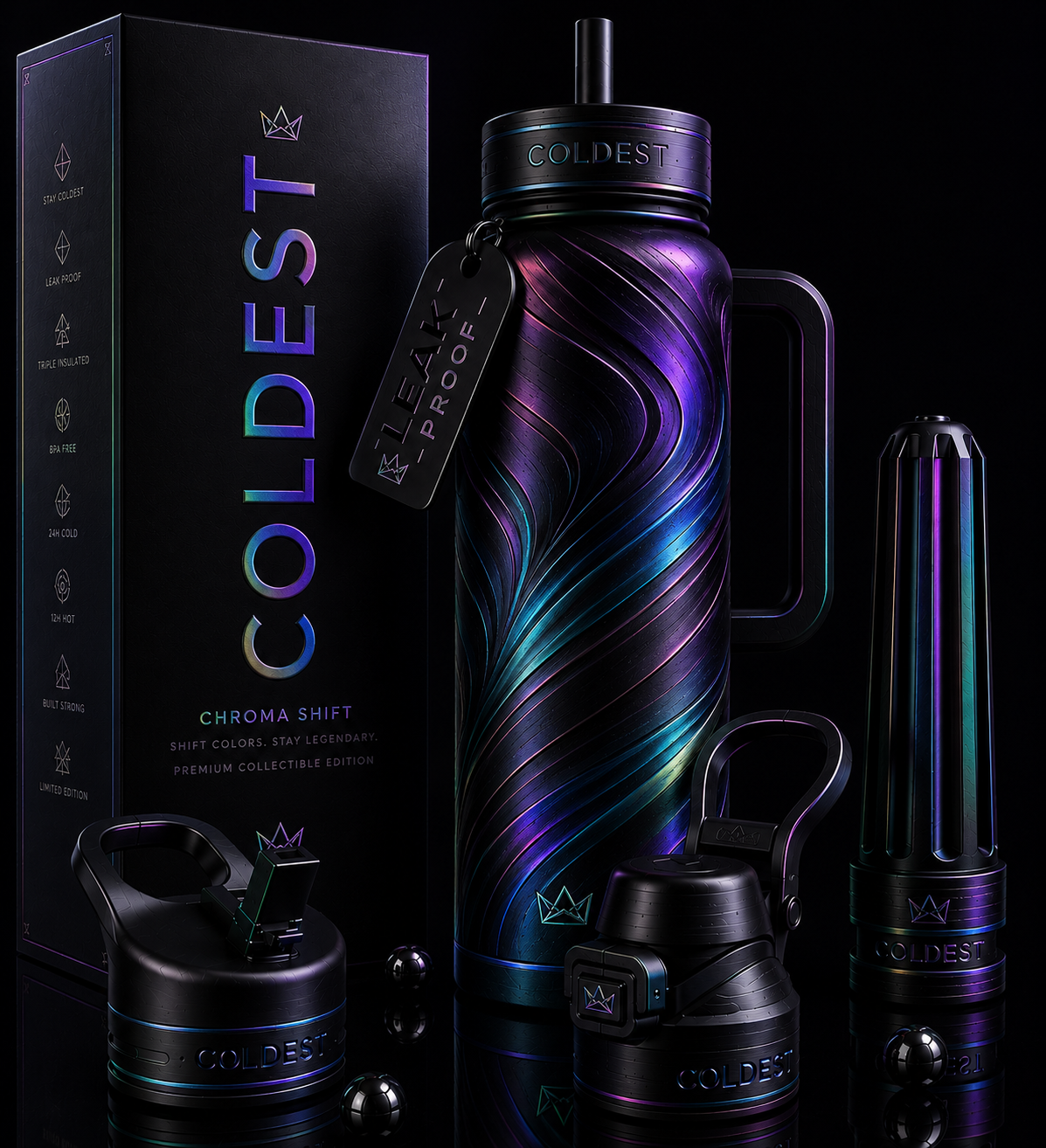 Chrome-ahhh water bottle design