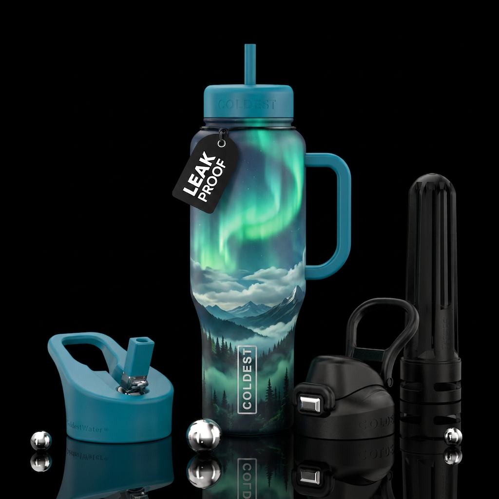 Mountain views water bottle design