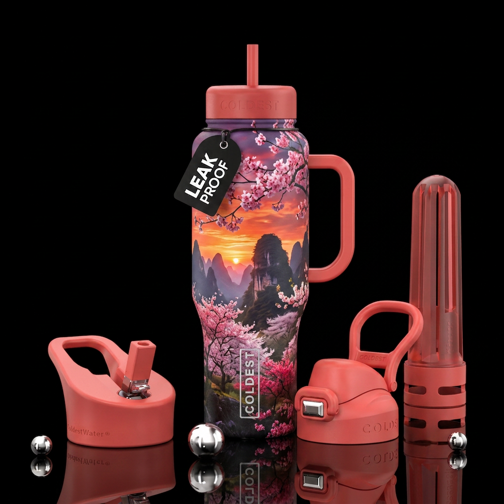 Blossom sunset water bottle design